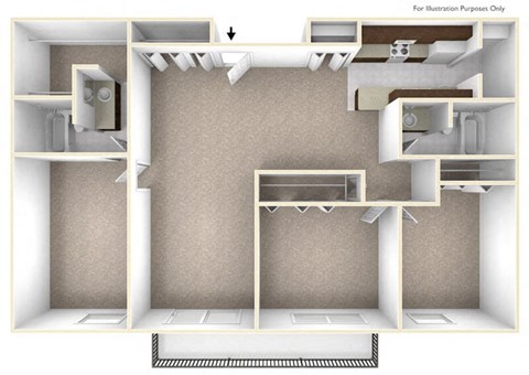 three bedroom apartment floor plan
